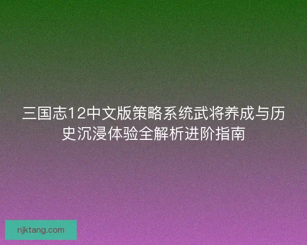 三国志12中文版策略系统武将养成与历史沉浸体验全解析进阶指南